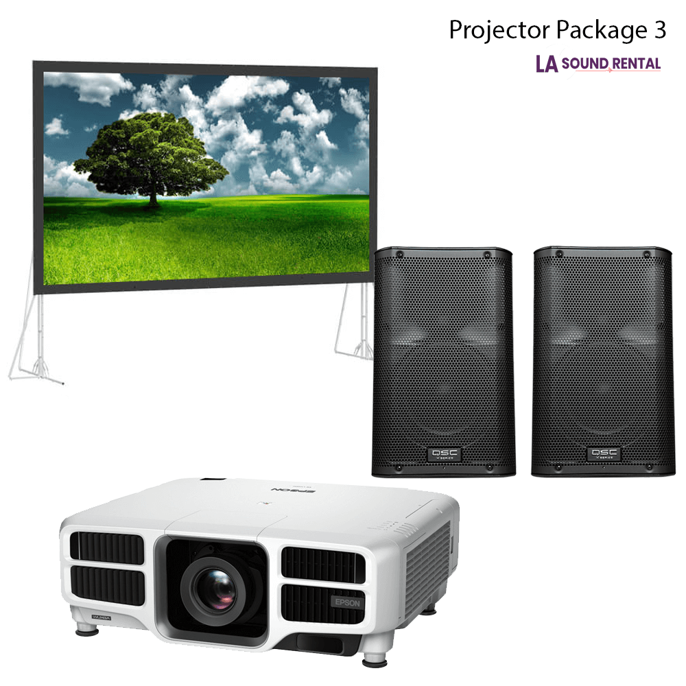 Package picture including speakers, mics, stands, and mixer.